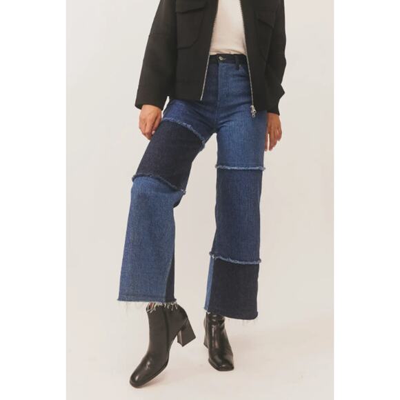 Rails Patchwork Getty Indigo Blue Cotton Crop Denim Jean Size 29 - Picture 3 of 14